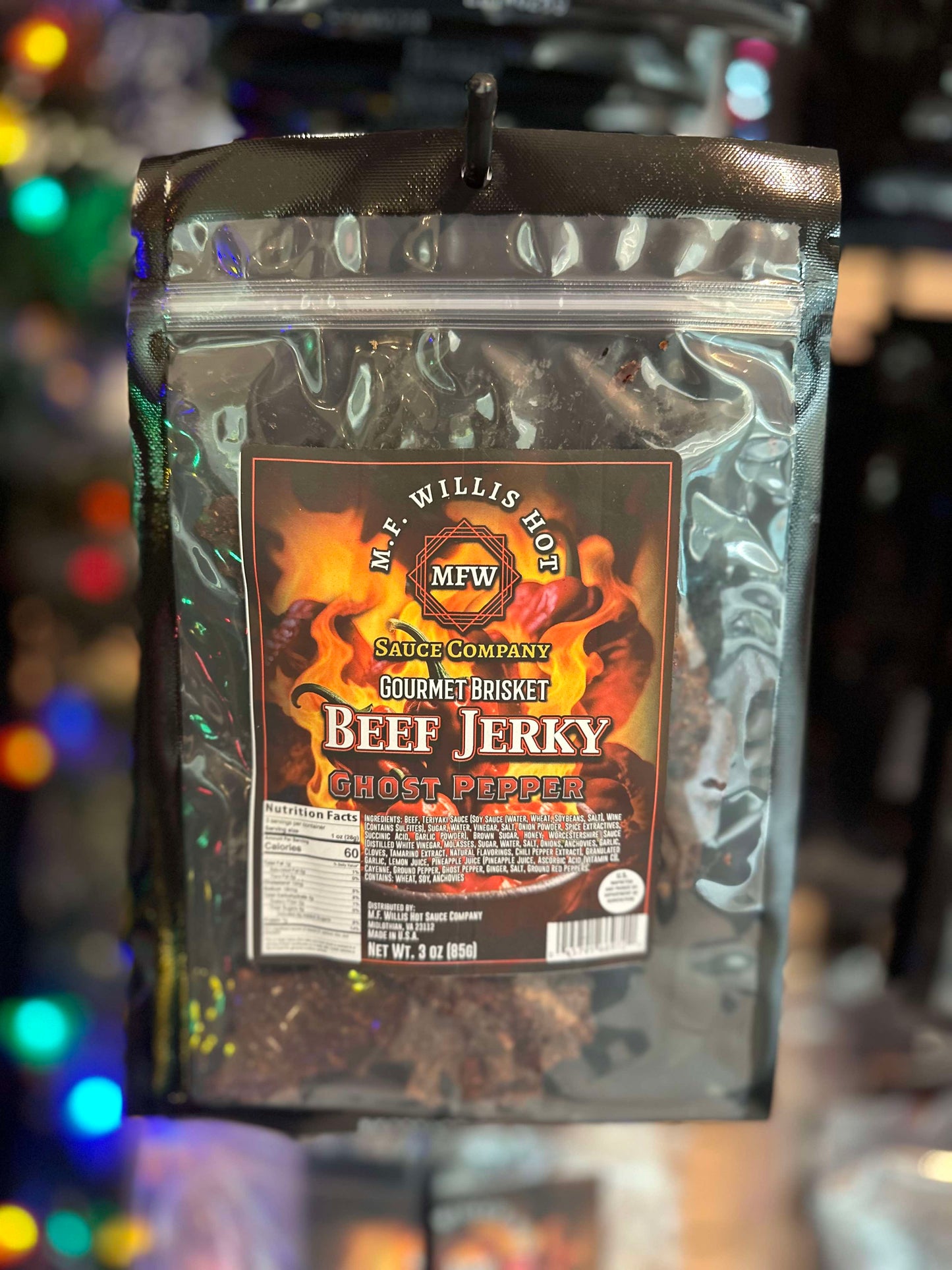 Ghost Pepper Beef Jerky package featuring gourmet brisket and fiery ghost pepper flavor.