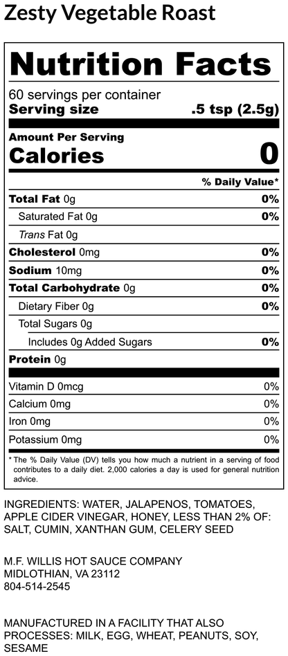 Roasted Vegetable blended specifically for Mrs. Willis